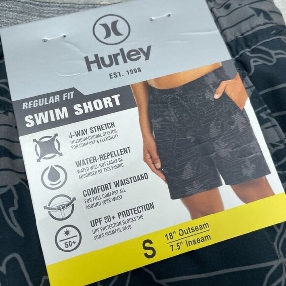 Hurley Mens S Swim Shorts Regular Fit 4-Way Stretch Water-Repellent  a0112 - Picture 2 of 6